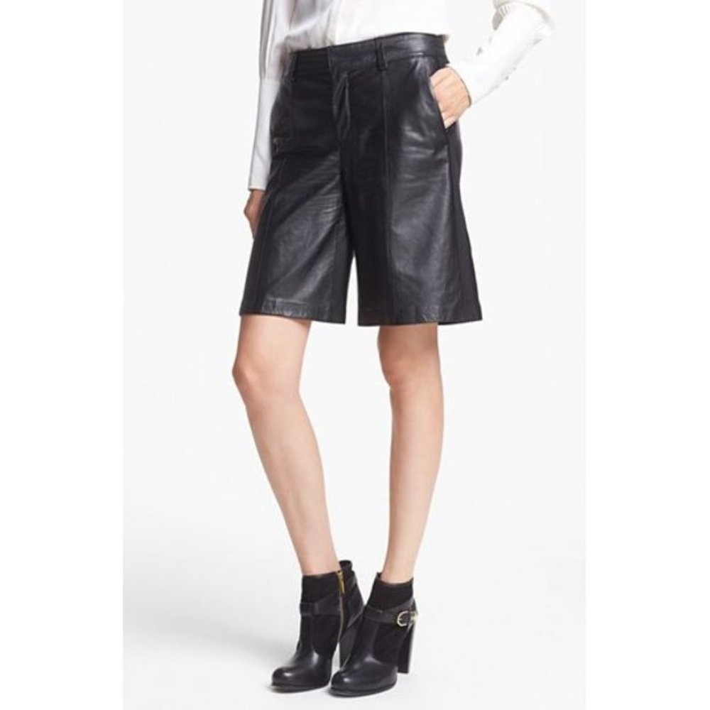 Rachel Zoe Black Leather Shorts 0